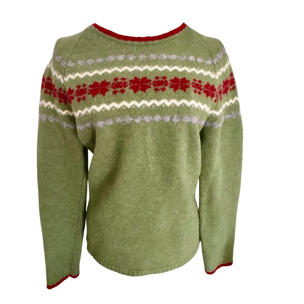 Vintage Y2K Old Navy 100% Lambswool Nordic Fair Isle Pullover Sweater Preppy
